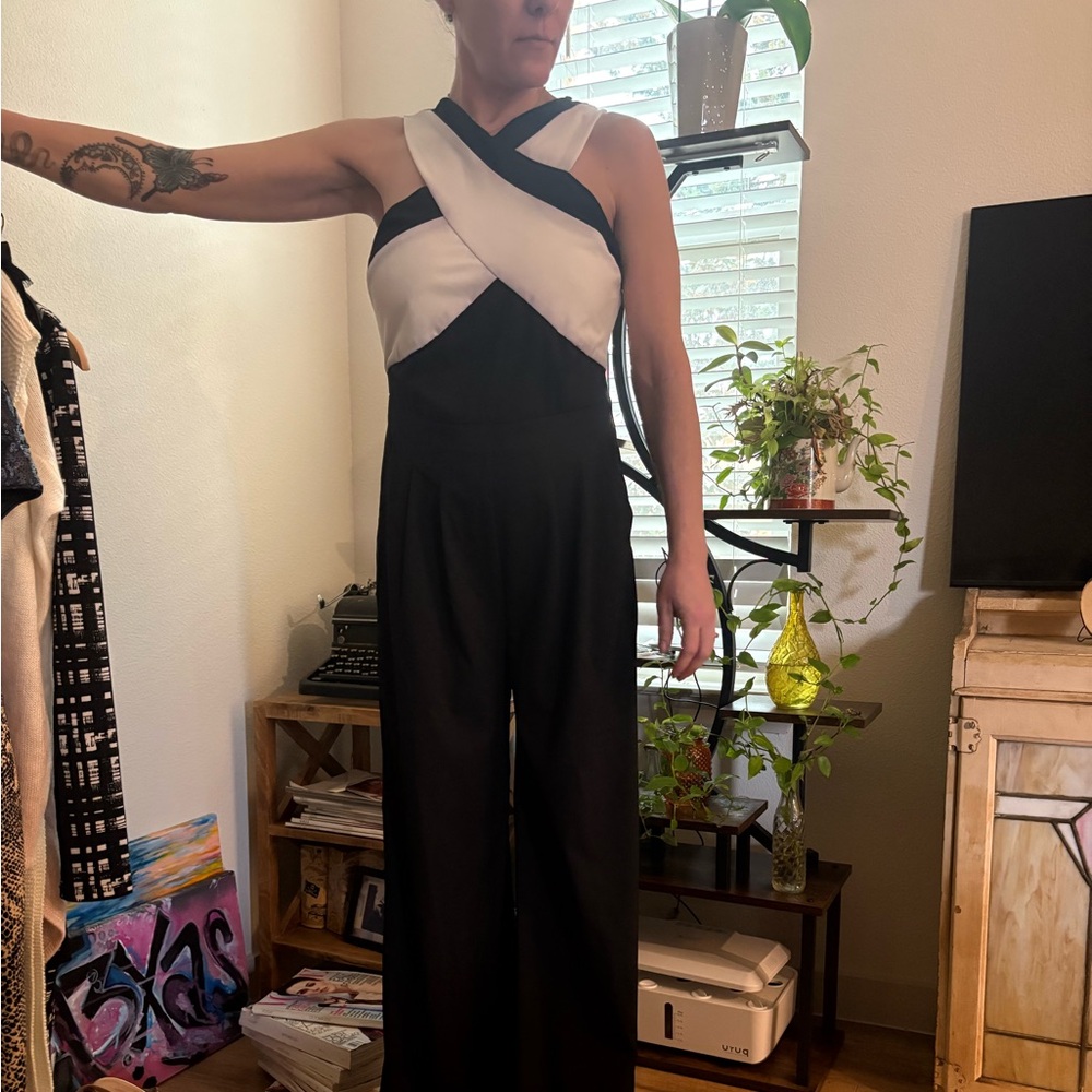 Sugarlips Black and White Cross-Front Jumpsuit